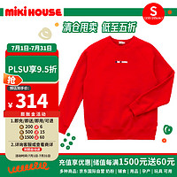 MIKI HOUSE MIKIHOUSE 成人服饰系列冬季圆领卫衣加绒印花打底衫全棉卫衣 红色S码S155-165cm