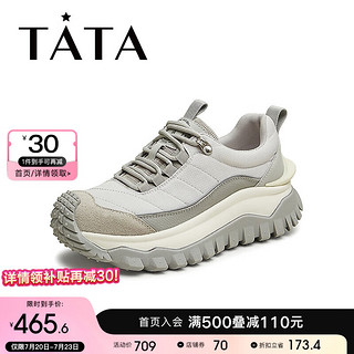 他她（TATA）厚底休闲老爹鞋女鞋拼接刺猬鞋运动鞋2024秋CCF01CM4 灰色 39