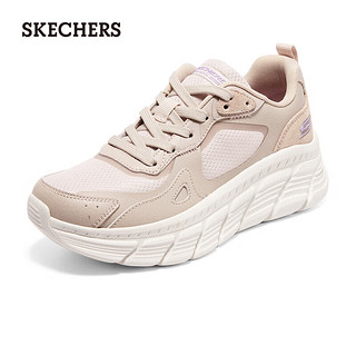 斯凯奇（Skechers）女鞋夏季透气复古休闲跑步鞋缓震厚底增高网面运动鞋117380 自然色/NAT 37.5