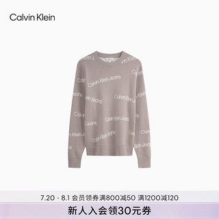 Calvin Klein Jeans24秋季新款男士时尚休闲ck字母提花圆领针织毛衣J326794 PEE-铅灰