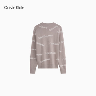 Calvin Klein Jeans24秋季新款男士时尚休闲ck字母提花圆领针织毛衣J326794 PEE-铅灰