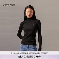 Calvin Klein Jeans24秋季女士通勤简约ck字母半高领打底衫针织T恤J224782 BEH-太空黑 S