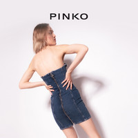 PINKO 抹胸绑带牛仔连衣裙100174A0GF