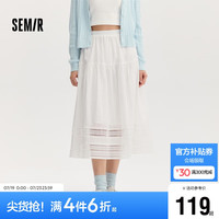 森马（Semir）半身裙女镂空花边温柔系浪漫2024秋季松紧腰宽松伞裙107624120001 本白10101 XS