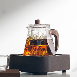 一品工坊玻璃泡茶壶茶水分离家用可电陶炉加热耐高温煮茶器茶壶茶具套装 四方观山泡茶壶 四方观山泡茶壶（青纯色）