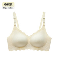 婧麒(JOYNCLEON)小贝壳哺乳内衣水纹舒适无痕薄款聚拢产后喂奶文胸 香槟黄 XL