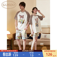 果壳(Gukoo)情侣睡衣女迪士尼联名夏季新款短裤睡衣男卡通满印男士家居服B
