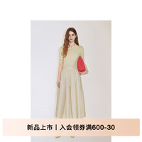 ochirly欧时力 假两件连衣裙休闲气质翻领A字伞裙2024秋季 浅黄 S