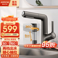 箭牌（ARROW） 厨房水龙头面盆龙头厨房冷热龙头抽拉式厨房水槽龙头厨卫升降W2 D款 枪灰升降抽拉龙头-厨卫通用