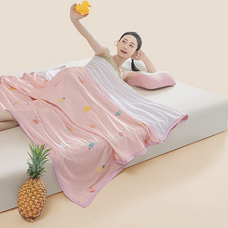清凉一夏、京东百亿补贴：京东京造 小浪毯 空调盖毯 粉色 150x200cm