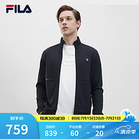 FILA 斐乐男士针织长袖外套2024夏时尚休闲商务基础上衣 传奇蓝-NV 190/112B/XXXXL