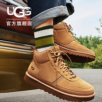 UGG 男士舒适平底纯色经典高帮系带圆头简约时尚休闲鞋 1144054 栗色 45