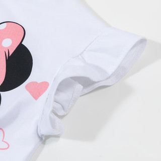 迪士尼宝宝（Disney Baby）童装女童套装米妮时尚短袖套装舒适透气24年夏 本白+桃红 110