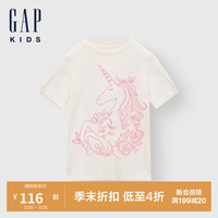 GAP女童2024初秋新款纯棉独角兽印花短袖T恤可爱儿童装上衣642630