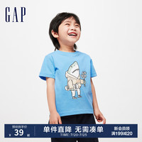 Gap男幼童2024春季新款纯棉印花图案圆领短袖T恤儿童装上衣430235
