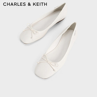 CHARLES&KEITHCK1-70380983简约蝴蝶结平跟单鞋女鞋 White白色 39