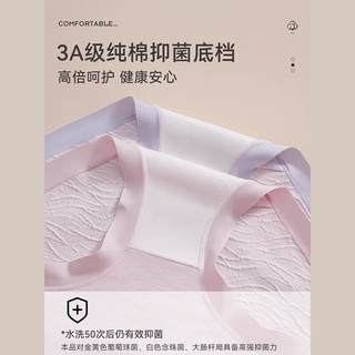 猫人女士内裤女高腰纯棉档收腹提臀薄款三角短裤4条  黄/粉/紫/蓝XL XL【重120-140斤】