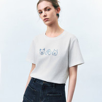 URBAN REVIVO 女士趣味创意萌宠图案印花短袖T恤 UYY440005 本白 M