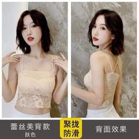 十方秀才蕾丝美背裹胸内衣女打底抹胸文胸防走光带胸垫吊带背心女外穿 【1件装】肤色 2XL 【165-200斤】