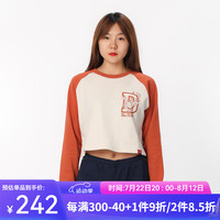 dickies卫衣 女式印花短款插肩袖毛圈布舒适圆领卫衣 DK0A87CM 奶油色 XS