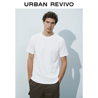 URBAN REVIVO 男士时尚植物系莫兰迪纯色短袖T恤 UMM440003 本白 XS