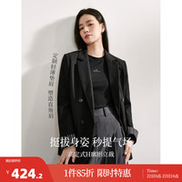 茵曼（INMAN）简约通勤平驳领西装2024秋季女装新款翻折袖不易皱宽松外套