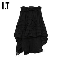 IT CDG tricot COMME des GARCONS女装不规则荷叶边叠层半身裙