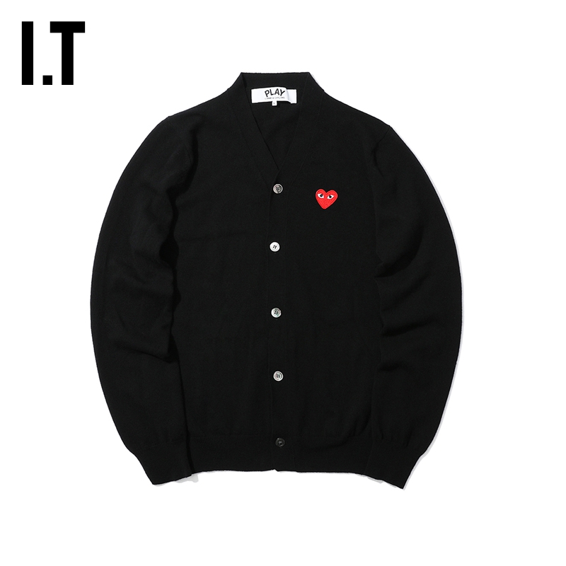 COMME des GARÇONSIT CDG PLAY COMME des GARCONS川久保玲男针织开衫红色爱心刺绣
