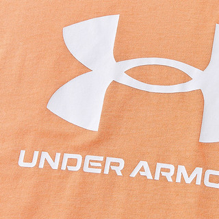 安德玛（Under Armour）儿童T恤夏季女大童短袖经典LOGO上衣半袖1361182 橙色 150cm 