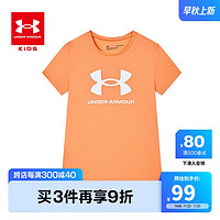 安德玛（Under Armour）儿童T恤夏季女大童短袖经典LOGO上衣半袖1361182 橙色 150cm 