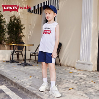 Levi's李维斯童装儿童背心夏男童速干短袖T恤透气网眼上衣 明亮白 130/64(7)