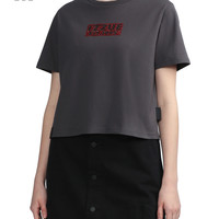 it izzue女装短袖t恤休闲夏季潮流简约钻饰logo重磅t恤1119S