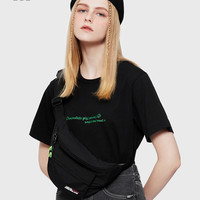 it :CHOCOOLATE女装短袖T恤夏季简约休闲个性圆领标语刺绣1638XUG