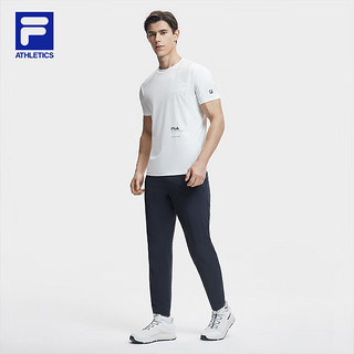 FILA 斐乐男士梭织长裤2024夏季简约基础运动直筒裤 深黑-BK 180/88A/XL