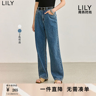 丽丽 LILY2024夏女装都市休闲通勤款垂坠感百搭显瘦高腰直筒牛仔裤 419牛仔蓝 M