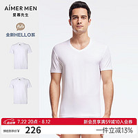 Aimer 爱慕 先生HELLO系列男士莫代尔背心短袖T恤打底衫2件装NS12C233P白色175