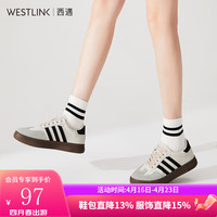 西遇德训鞋女2024新款春季复古美拉德小众厚底休闲鞋美式黑白板鞋