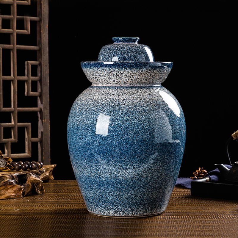 雅言陶瓷 景德镇陶瓷泡菜坛子 家用酸菜坛子加厚手工腌菜坛腌咸鸡鸭蛋罐子 （20斤 水容量） 10L