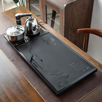 咪曦乌金石茶盘家用一体式整块茶台功夫茶具套装大号排水全自动电磁炉
