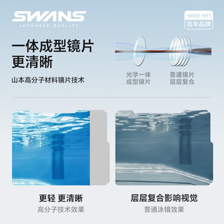 SWANS泳镜日本进口防水防雾高清平光游泳镜大框成人潜水专业SW45-2