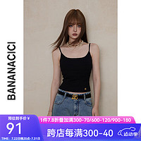 banana cici夏季2024辣妹风可拆卸胸垫百搭修身短款吊带背心女C242BX593 黑色 M