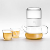 哲品派杯分享套装一壶两杯泡茶壶茶水分离玻璃杯飘逸杯功夫茶整套茶具 白色分享装
