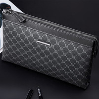 Cohnim kevin奢侈品牌男士手包手拿拉链男包手抓信封钱包父亲 ck208黑色花纹【绅士风格】