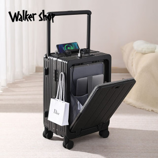 Walker Shop 前开盖多功能拉杆箱 曜石黑 20英寸