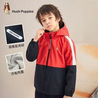 暇步士（Hush Puppies）童装男女童薄风衣秋装儿童风衣舒适汗布内里质感小牛津面料 珊瑚红 130cm