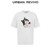 URBAN REVIVO 男士休闲趣味萌宠印花短袖宽松T恤 UMV440114