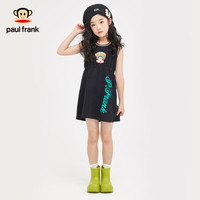 大嘴猴(paul frank)童装女童连衣裙中大童夏季儿童休闲纯色公主裙 黑色 130