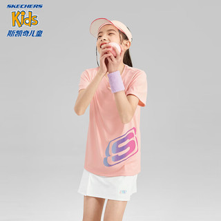 Skechers斯凯奇童装男女童休闲透气夏装运动上衣儿童短袖圆领T恤L223K053