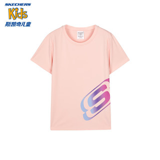 Skechers斯凯奇童装男女童休闲透气夏装运动上衣儿童短袖圆领T恤L223K053