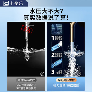 卡斐乐（Cafele）洗车高压水枪家用强力冲洗地便携式喷头自来水超高压庭院清洗浇花 【顶配增压款】18米伸缩软管丨注水前6米丨螺旋聚压